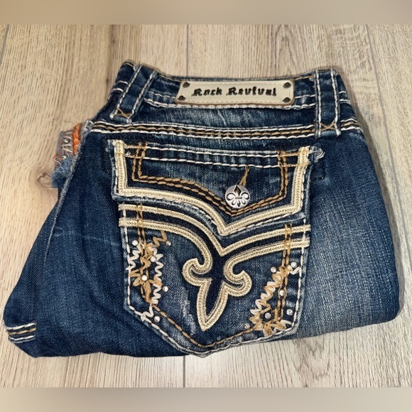 Rock Revival Denim - Rock Revival Kai Capri crop cropped Women's Blue Jeans denim